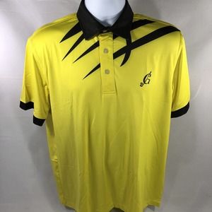 Golf Thing Clothing Short Sleeve Polo Shirt Size Medium Yellow Black Collared
